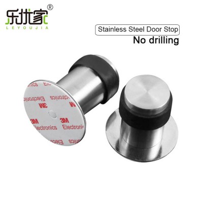 Self Adhesive stainless steel cylindrical door stopper with rubber